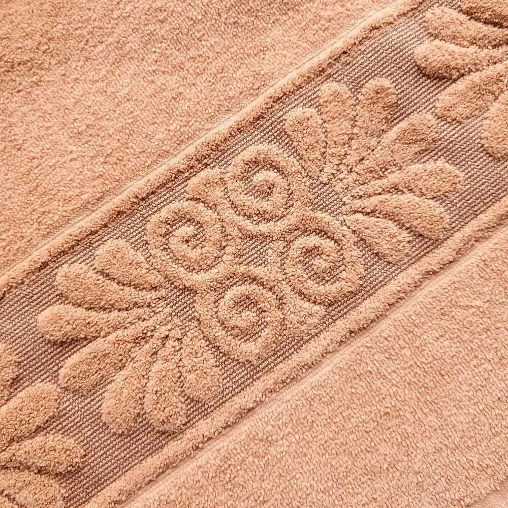 Cannon Monticello Cotton Blend Bath Towel Faded Orange Floral Texture Fringe